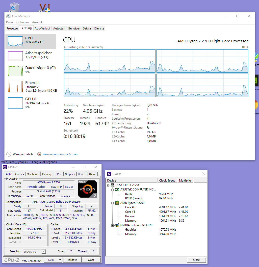 AMD Ryzen 7 2700x 8 core but only 2 core in use